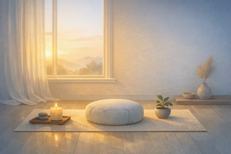 meditation area with cushion and window